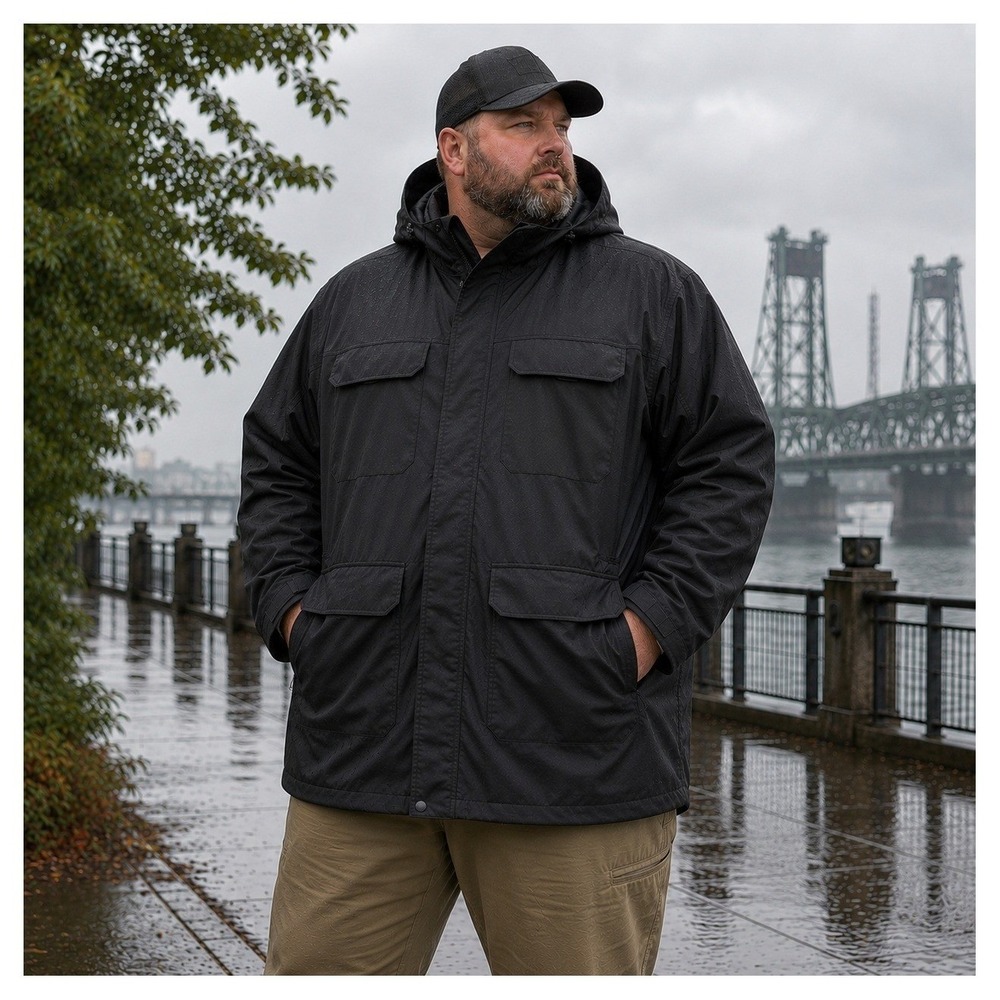 Duluth Trading No-Rainer Men's 3XL Waterproof Hooded Rain Jacket Pit Zips